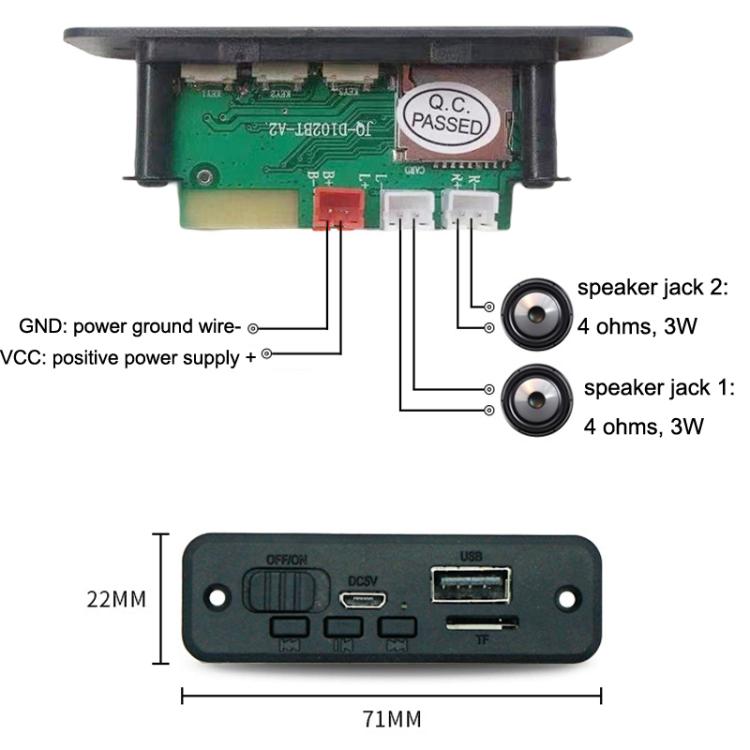 JQ-D102BT With Amplifier Recording Calls MP3 Bluetooth Decoder