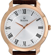 Load image into Gallery viewer, Authentic BULOVA Classic Rose Gold Brown Leather Mens Watch
