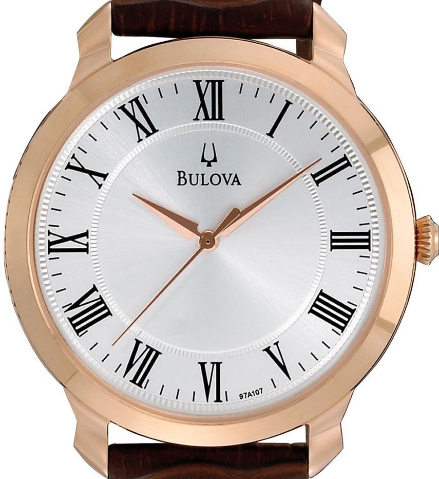 Authentic BULOVA Classic Rose Gold Brown Leather Mens Watch