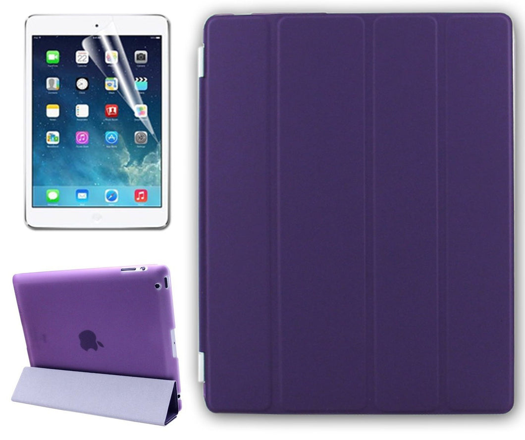 Besdata Magnetic Smart Cover Bundle with Screen Protector, Cleaning Cloth & Stylus for iPad 2/3/4 (Purple)