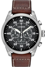 Load image into Gallery viewer, Authentic CITIZEN Eco-Drive Avion Brown Leather Chronograph Mens Watch Maverick Sales 1