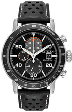 Load image into Gallery viewer, Authentic CITIZEN Eco-Drive Black Leather Chronograph Mens Watch Maverick Sales 1