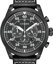 Load image into Gallery viewer, Authentic CITIZEN Eco-Drive Avion Black Leather Chronograph Mens Watch Maverick Sales 1