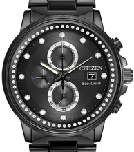 Load image into Gallery viewer, Authentic CITIZEN Eco-Drive NightHawk Crystal Accented Chronograph Ladies Watch Maverick Sales 1