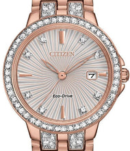 Load image into Gallery viewer, Authentic CITIZEN Eco-Drive Silhouette Swarovski Crystal Accented Rose Gold Ladies Watch Maverick Sales 1