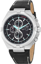 Load image into Gallery viewer, Authentic CITIZEN Eco-Drive Black Leather Chronograph Mens Watch Maverick Sales 1