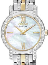 Load image into Gallery viewer, Authentic CITIZEN Eco-Drive Silhouette Crystal Accented Two Tone Mother Of Pearl Ladies Watch Maverick Sales 1