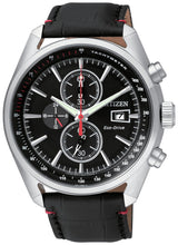 Load image into Gallery viewer, Authentic CITIZEN Eco-Drive Black Leather Chronograph Mens Watch Maverick Sales 1