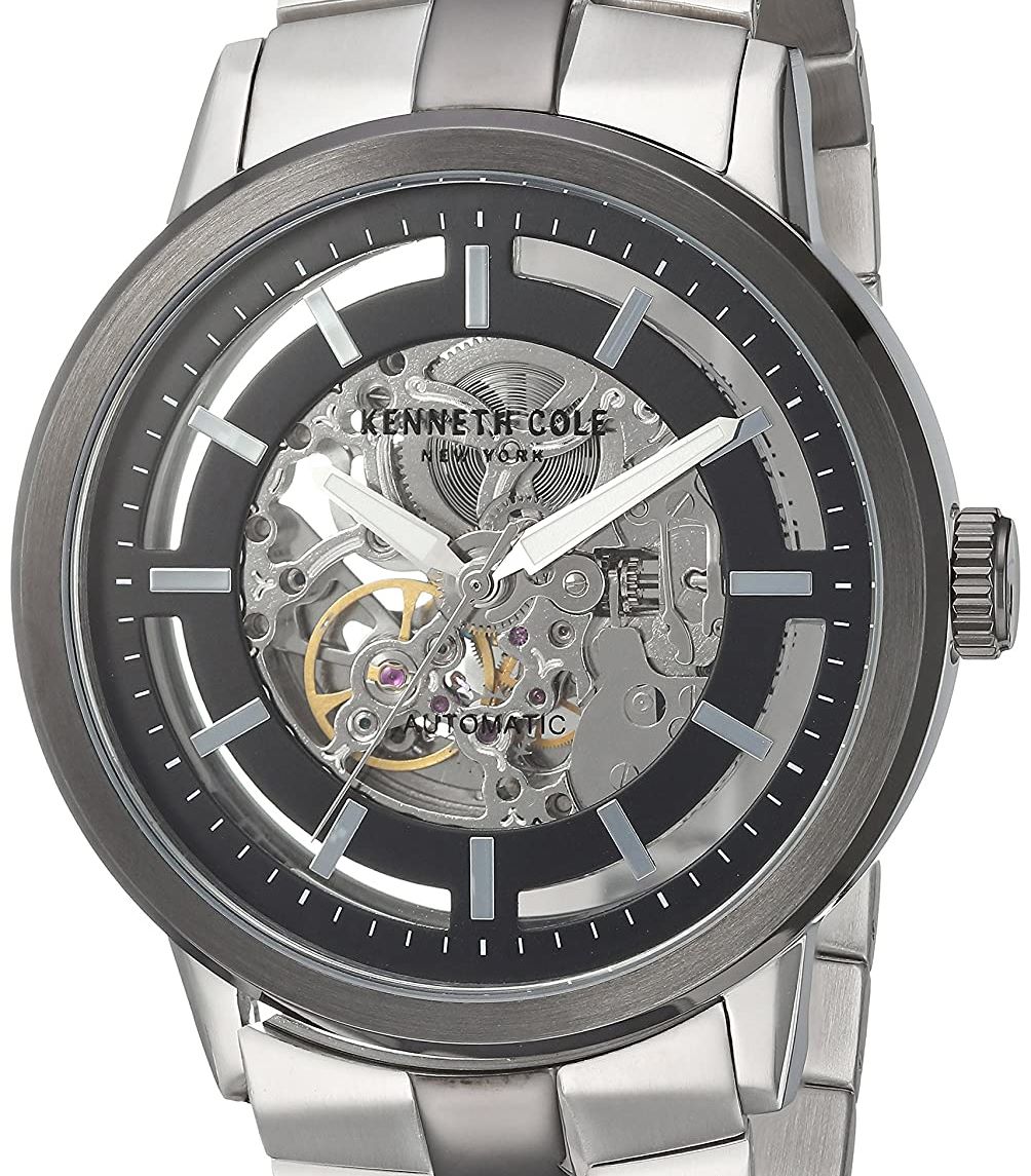 Authentic KENNETH COLE Skeleton Stainless Steel Automatic Mens Watch
