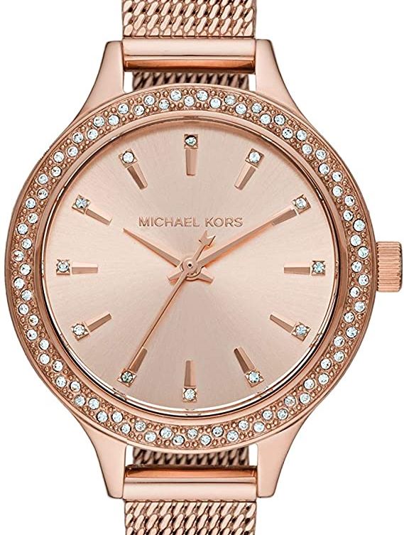 Authentic MICHAEL KORS Runway Crystal Accented Rose Gold Ladies Watch