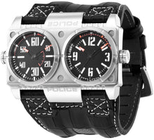 Load image into Gallery viewer, Authentic POLICE Dominator Dual Time Black Leather Oversized Mens Watch Maverick Sales 1
