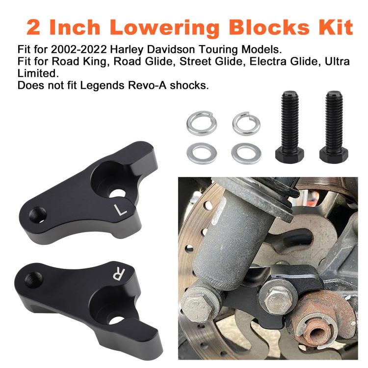 Motorcycle 2 inch Rear Slam Shock Lowering Blocks Kits for Harley 2002 ...
