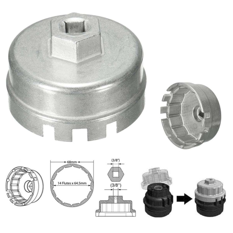 14-Flute Oil Filter Wrench Cap Socket For Toyota Prius Lexus - 3/8