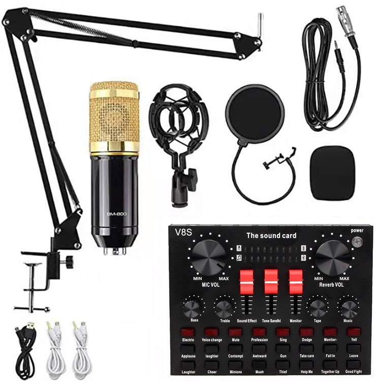 BM800+V8S Sound Card Set Audio Condenser Mic Studio Singing