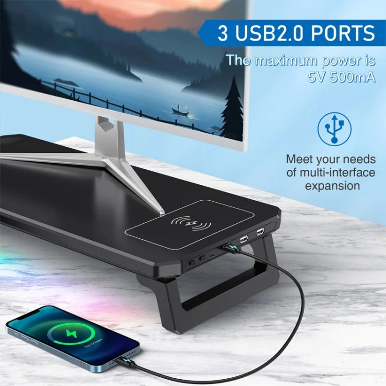 RGB Computer Monitor Stand Riser 3 USB 2.0 +1 Type-C Ports, Spec: Wire ...