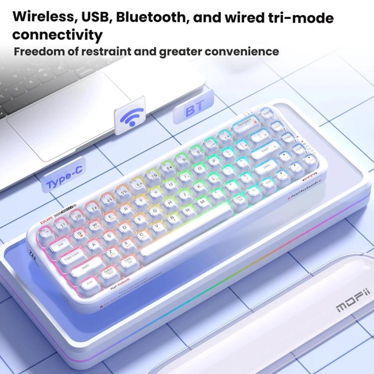 MOFii 711 Pearl Semi-Transparent Triple-Mode Bluetooth RGB Backlit Wir ...