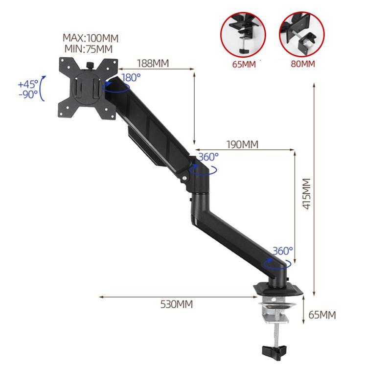 10-32 Inch Monitor Cylinder Spring Cantilever Desktop Height-Adjustabl ...