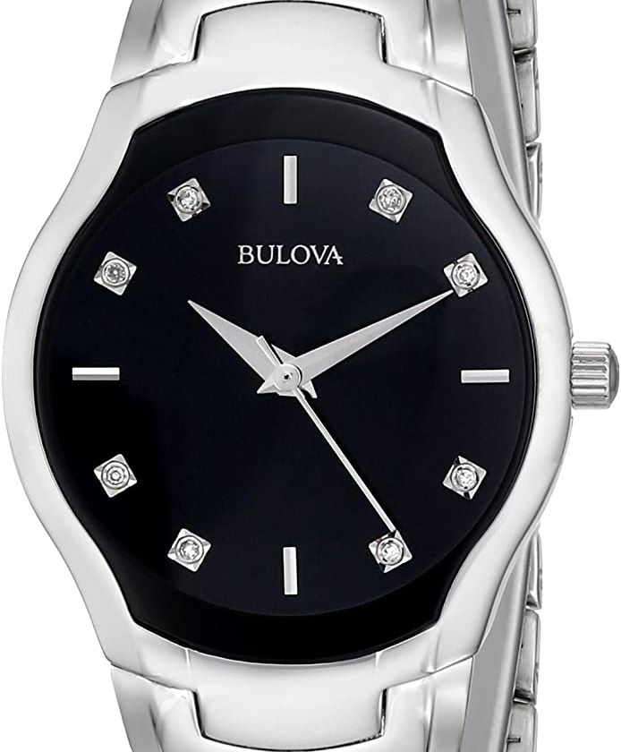 Authentic BULOVA Diamond Accented Stainless Steel Ladies Watch