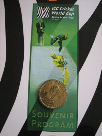 2003 Cricket World Cup souvenir program with medal