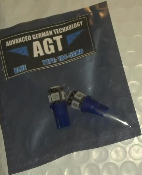 AGT 4x 194 168 5-SMD Blue High Power LED Car Light Bulbs (2 Pack)