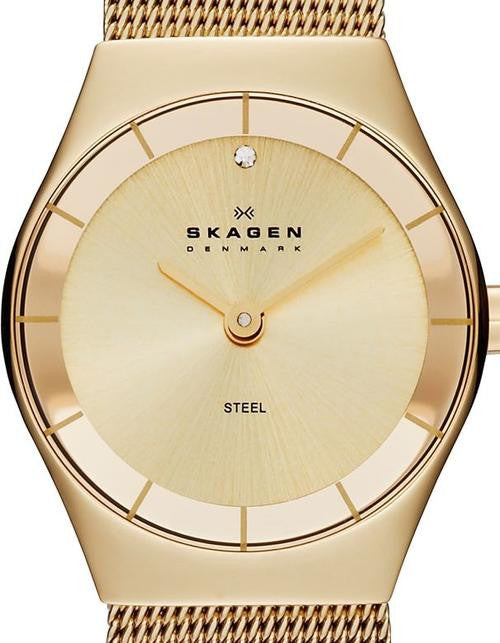 Authentic SKAGEN Denmark Ultra Slim Crystal Accented Ladies Watch