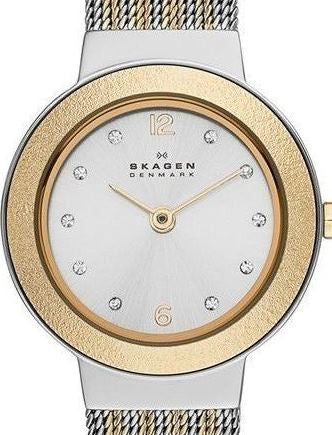 Authentic SKAGEN Denmark Ultra Slim Crystal Accented Two Tone Ladies Watch