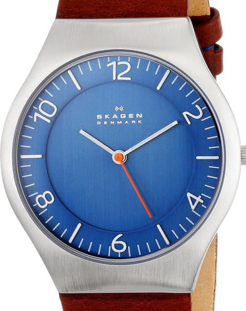 Authentic SKAGEN Denmark Ultra Slim Leather Band Mens Watch