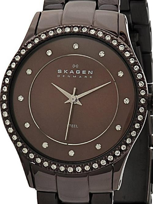 Authentic SKAGEN Denmark Ultra Slim Crystal Accented Ladies Watch