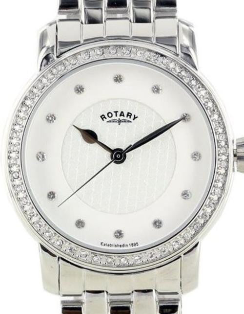 Authentic ROTARY Crystal Accented Stainless Steel Ladies Watch