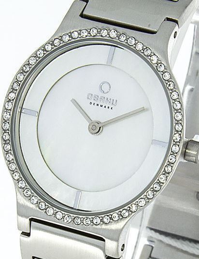 Authentic OBAKU Denmark Crystal Accented Mother Of Pearl Ladies Watch