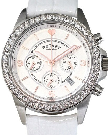 Authentic ROTARY Crystal Accented Chronograph Ladies Watch