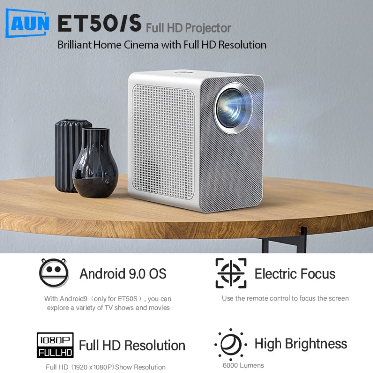 AUN ET50 4 inch 180 Lumens 1920x1080P Smart LED Mini Projector, Plug T ...
