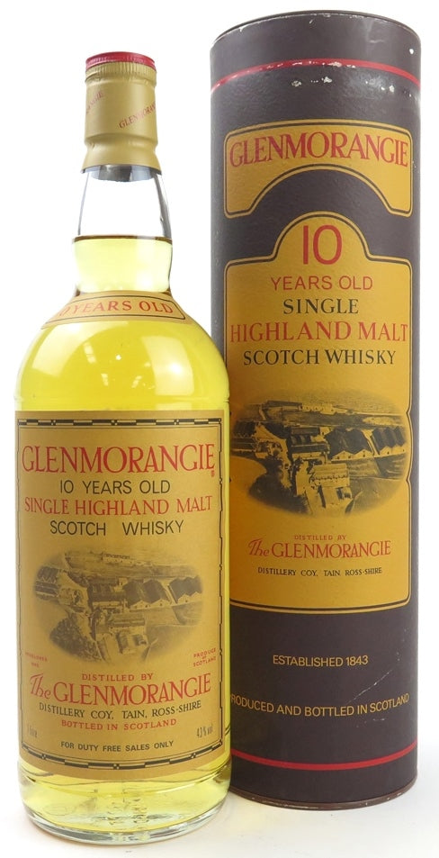 Rare Vintage GLENMORANGIE 10 Year Whiskey (1000ml) - 1980's Duty Free Bottling