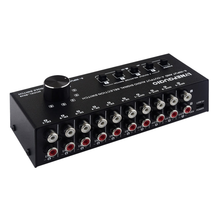 6 In 4 Out RCA Audio Switcher Signal Selector Distribute Device