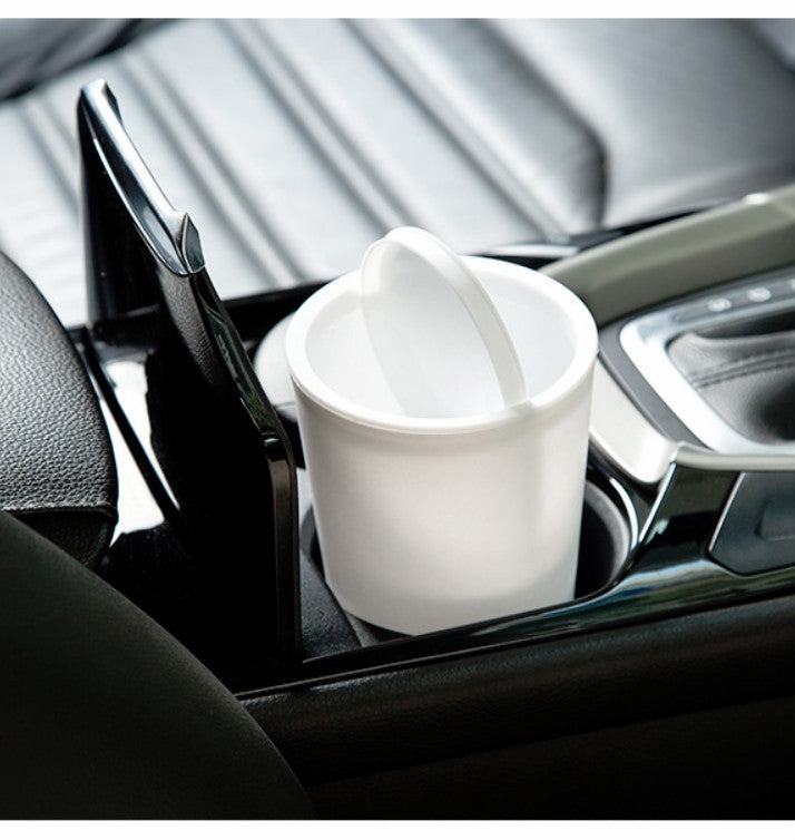 Desktop Plastic Rocker Cover Car Storage Round Barrel Car Tissue Trash ...