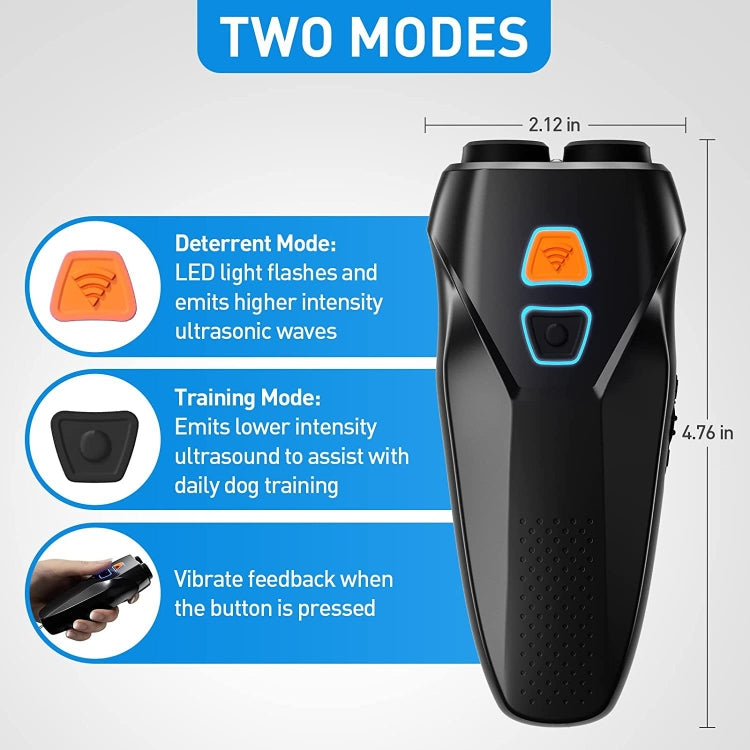Silent Shield: Advanced Ultrasonic Dog Repeller Stop Barker Dual Probe High Power Handheld Dog Trainer with the Advanced Ultrasonic Dog Repeller