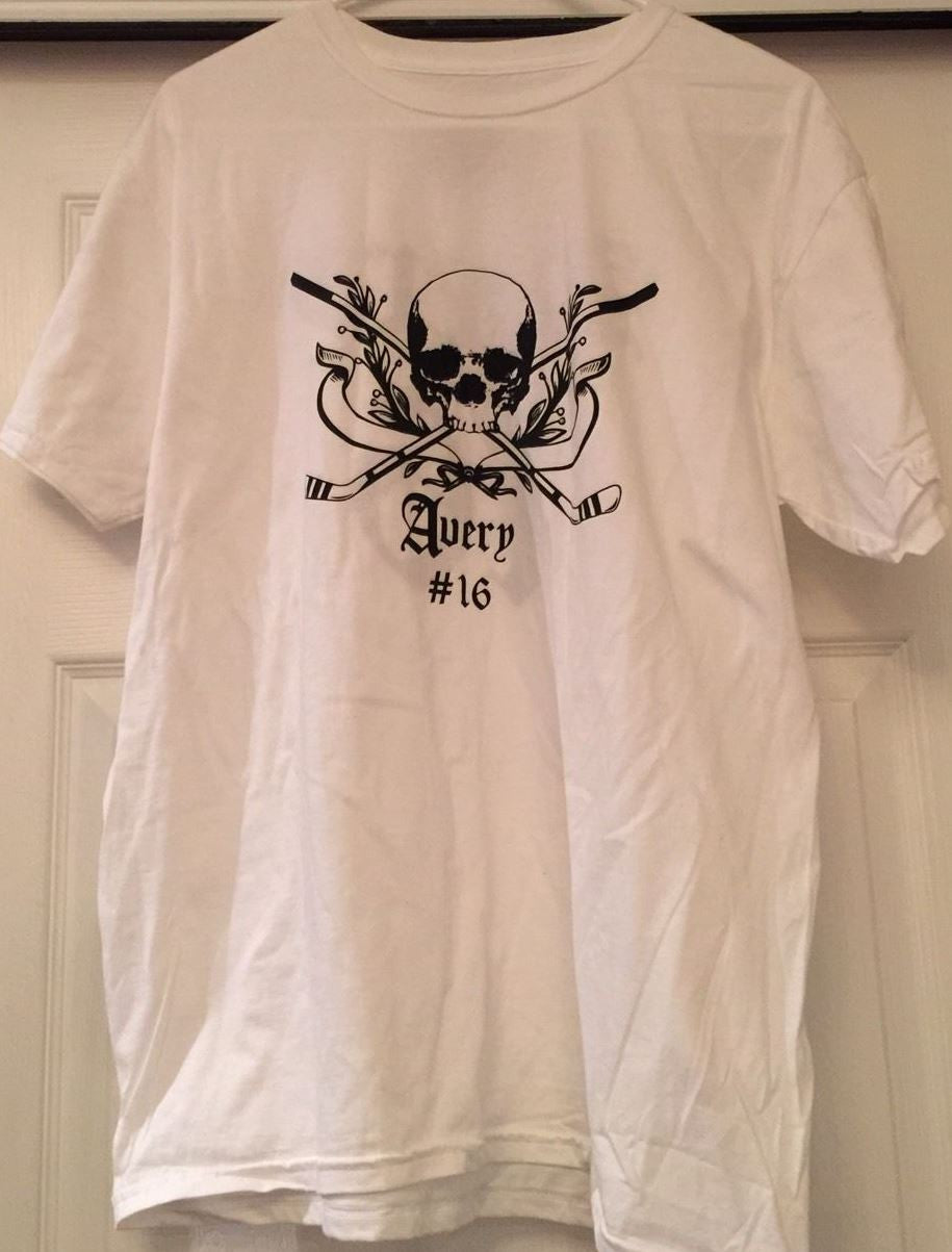 Authentic Blue & Cream Sean Avery # 16 Skull T-Shirt Shirt