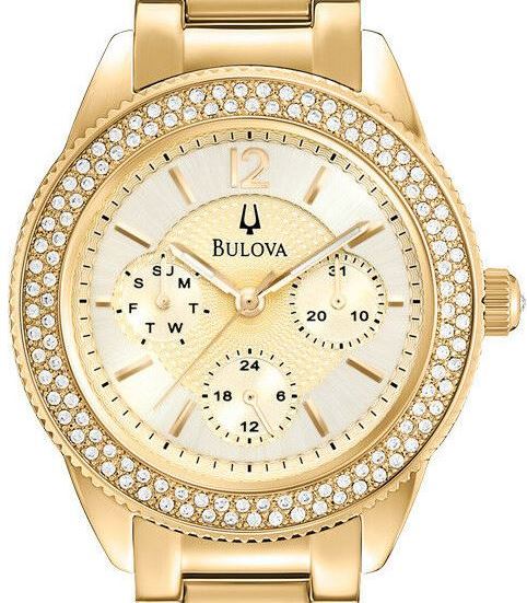 Authentic BULOVA Crystal Accented Multifunction Ladies Watch