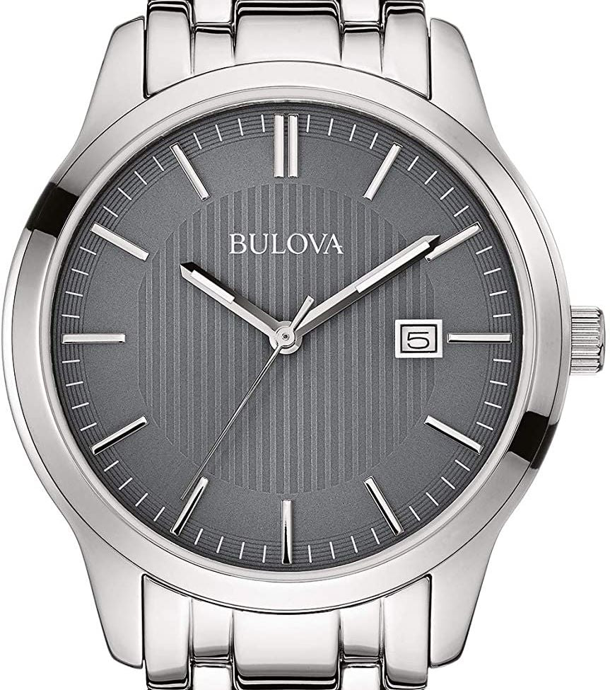 Authentic BULOVA Stainless Steel Gunmetal Dial Mens Watch