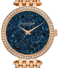 Load image into Gallery viewer, Authentic CARAVELLE by BULOVA Blue Rock Rose Gold Swarovski Crystal Accented Ladies Watch
