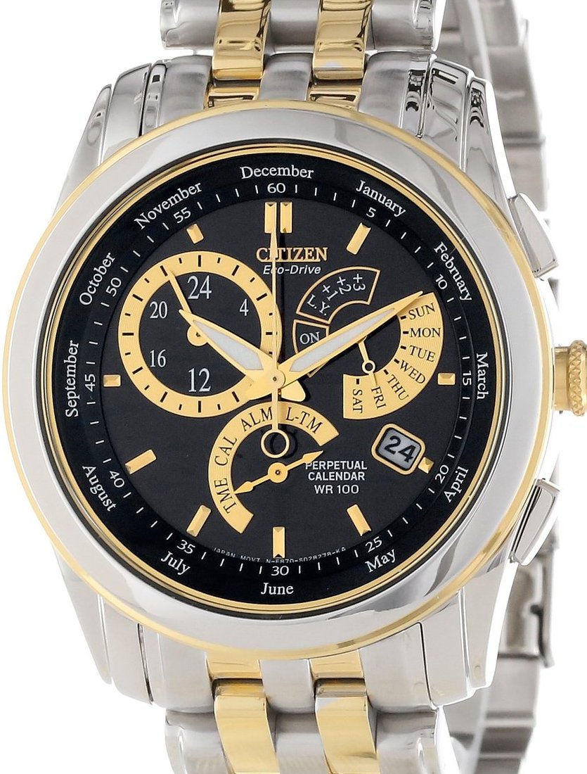 Authentic CITIZEN Eco-Drive Two Tone Stainless Steel Perpetual Calendar Mens Watch