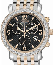 Load image into Gallery viewer, Authentic CITIZEN Eco-Drive Crystal Accented Two Tone Chronograph Ladies Watch
