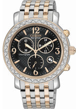 Load image into Gallery viewer, Authentic CITIZEN Eco-Drive Crystal Accented Two Tone Chronograph Ladies Watch
