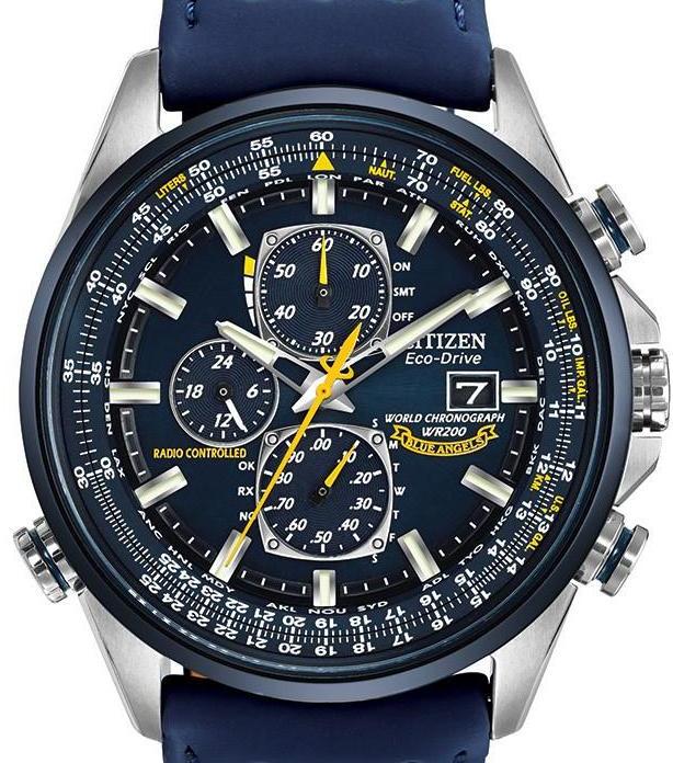 Authentic CITIZEN Eco Drive Blue Angels World Chronograph Atomic Timekeeping Mens Watch