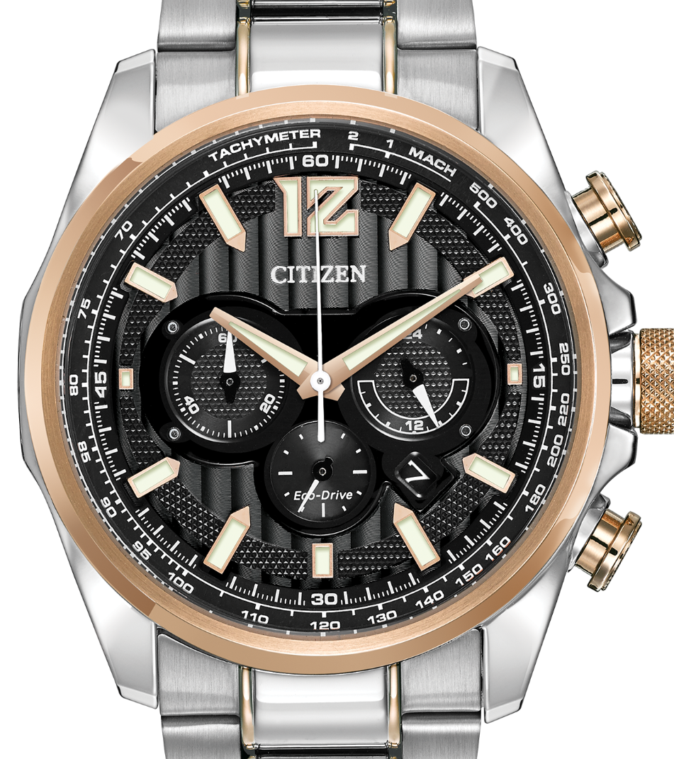 Authentic CITIZEN Eco-Drive ShadowHawk Stainless Steel Chronograph Mens Watch
