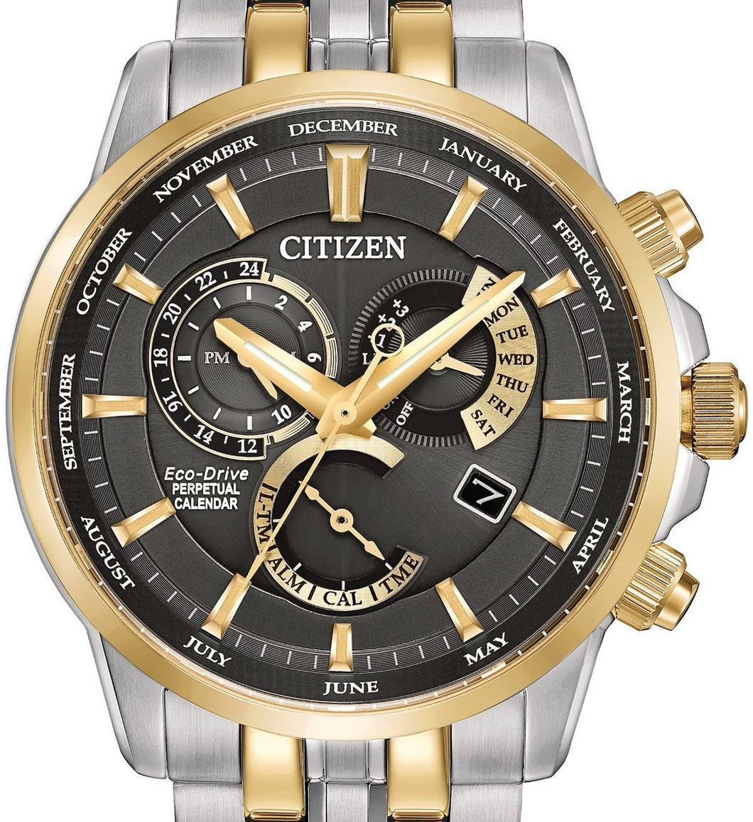Authentic CITIZEN Eco Drive Two Tone Stainless Steel Perpetual Calendar Mens Watch