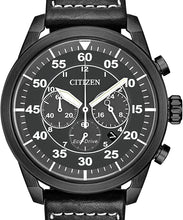 Load image into Gallery viewer, Authentic CITIZEN Eco-Drive Avion Black Leather Chronograph Mens Watch
