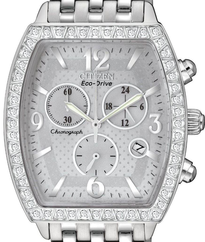 Authentic CITIZEN Eco-Drive Crystal Accented Chronograph Ladies Watch