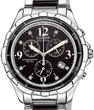 Load image into Gallery viewer, Authentic CITIZEN Eco-Drive Diamond Accented Ceramic Chronograph Ladies Watch
