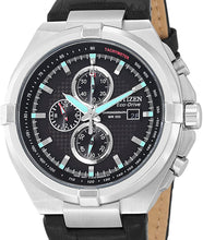 Load image into Gallery viewer, Authentic CITIZEN Eco-Drive Black Leather Chronograph Mens Watch
